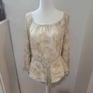 Inc International Concepts Boho Beachy Tropical Vacation Blouse | Large